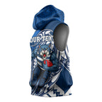 Personalized Geelong Cats Sleeveless Hoodie Polynesian Tribal Cat Mascot With Hibiscus Floral Art