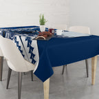 Personalized Geelong Cats Tablecloth Polynesian Tribal Cat Mascot With Hibiscus Floral Art