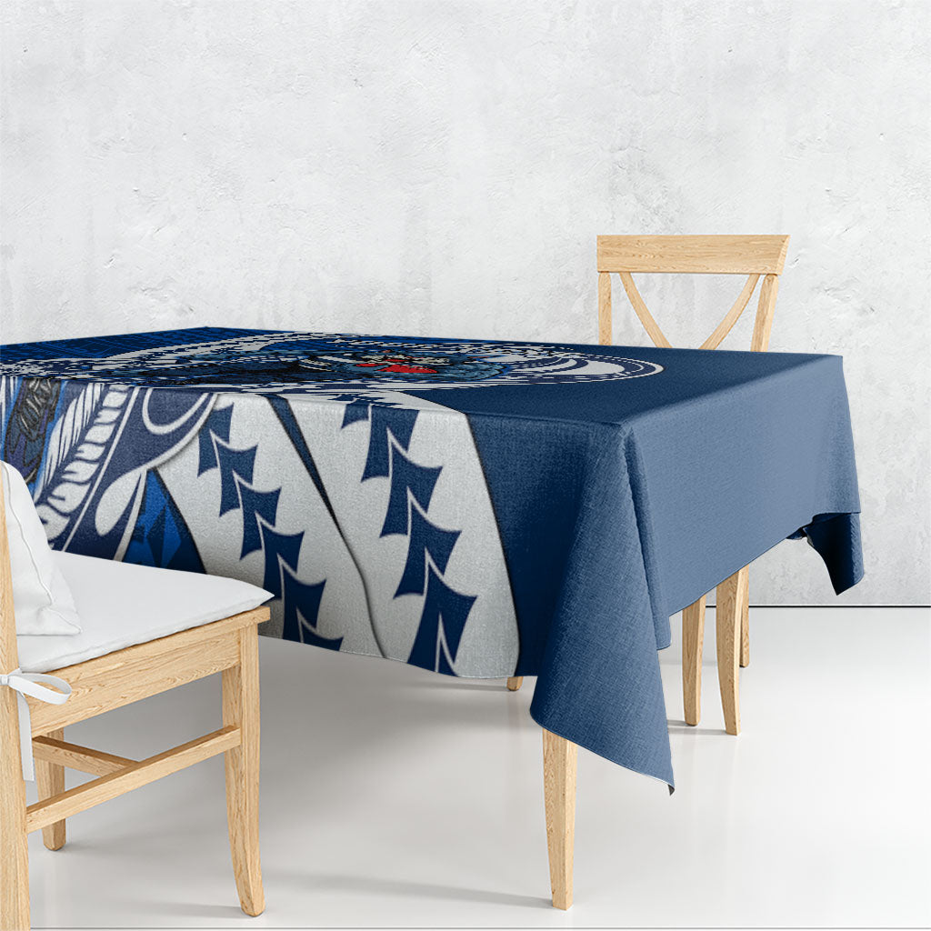 Personalized Geelong Cats Tablecloth Polynesian Tribal Cat Mascot With Hibiscus Floral Art