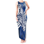 Personalized Geelong Cats Tank Maxi Dress Polynesian Tribal Cat Mascot With Hibiscus Floral Art