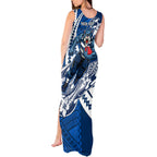 Personalized Geelong Cats Tank Maxi Dress Polynesian Tribal Cat Mascot With Hibiscus Floral Art