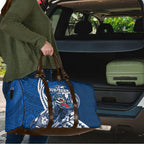 Personalized Geelong Cats Travel Bag Polynesian Tribal Cat Mascot With Hibiscus Floral Art