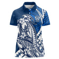 Personalized Geelong Cats Women Polo Shirt Polynesian Tribal Cat Mascot With Hibiscus Floral Art