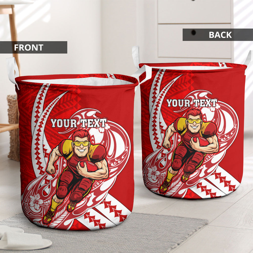 Personalized Gold Coast Suns Laundry Basket Polynesian Tribal Sun Mascot With Hibiscus Floral Art