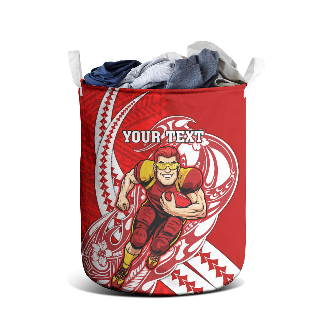 Personalized Gold Coast Suns Laundry Basket Polynesian Tribal Sun Mascot With Hibiscus Floral Art