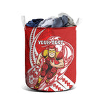 Personalized Gold Coast Suns Laundry Basket Polynesian Tribal Sun Mascot With Hibiscus Floral Art