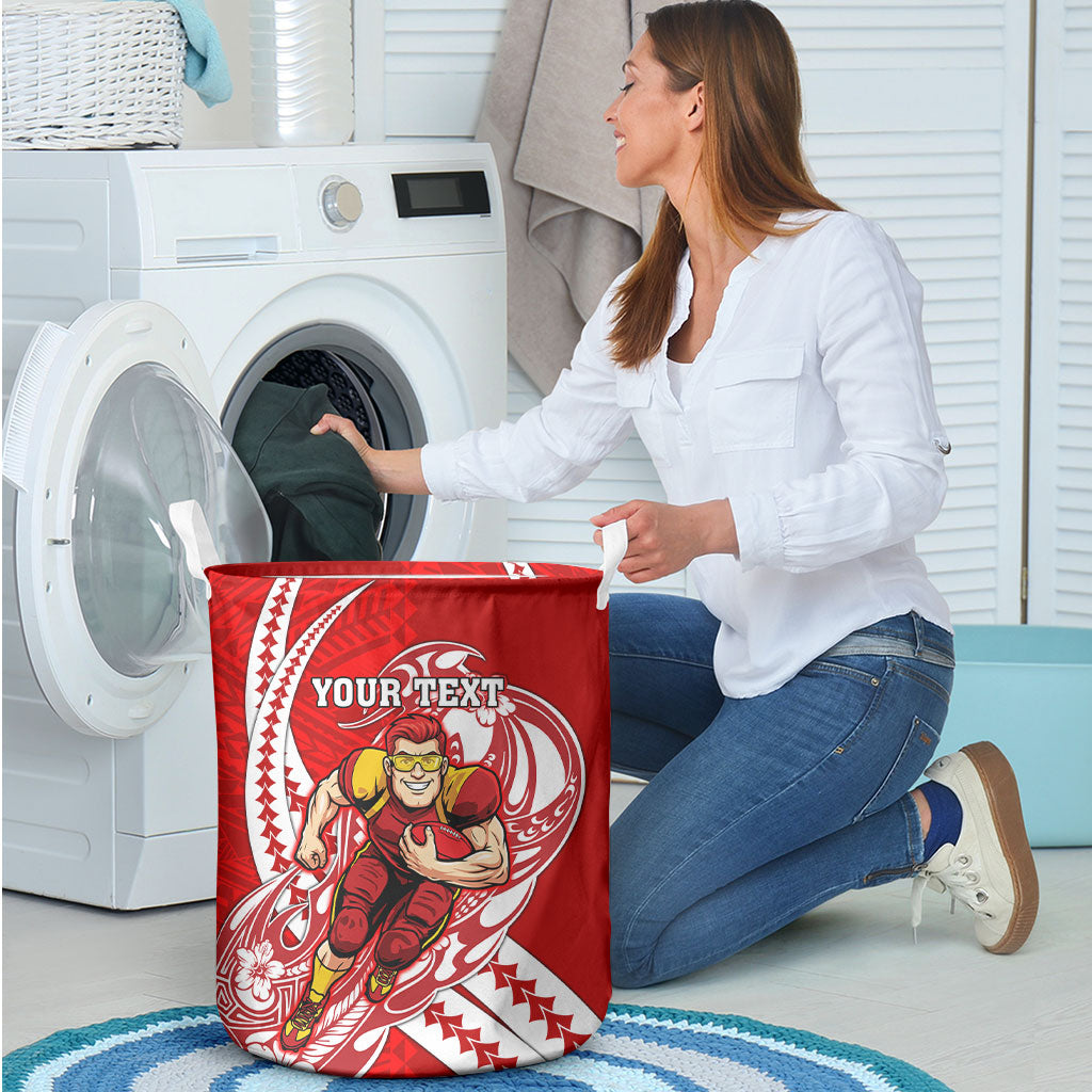 Personalized Gold Coast Suns Laundry Basket Polynesian Tribal Sun Mascot With Hibiscus Floral Art