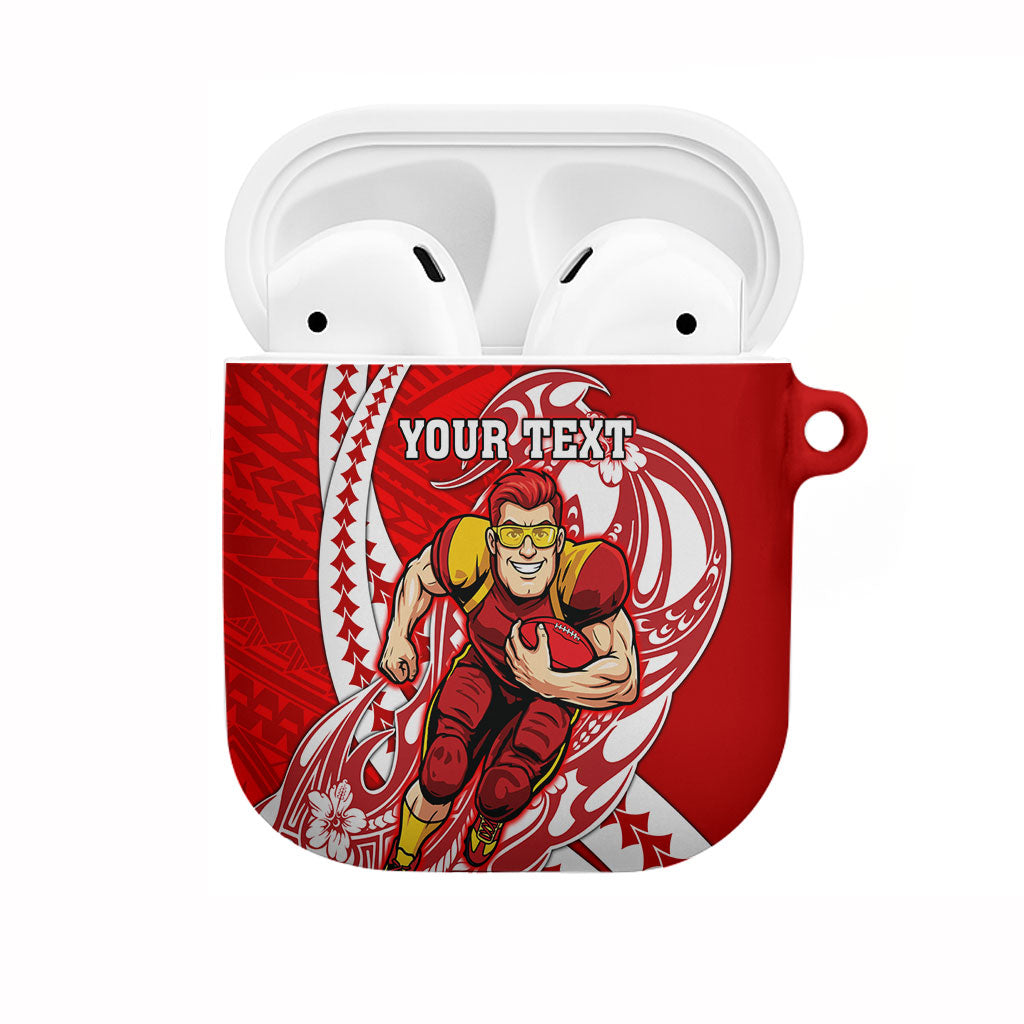 Personalized Gold Coast Suns AirPods Case Polynesian Tribal Sun Mascot With Hibiscus Floral Art