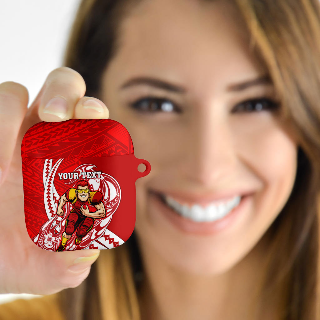 Personalized Gold Coast Suns AirPods Case Polynesian Tribal Sun Mascot With Hibiscus Floral Art