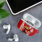 Personalized Gold Coast Suns AirPods Case Polynesian Tribal Sun Mascot With Hibiscus Floral Art