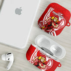Personalized Gold Coast Suns AirPods Case Polynesian Tribal Sun Mascot With Hibiscus Floral Art