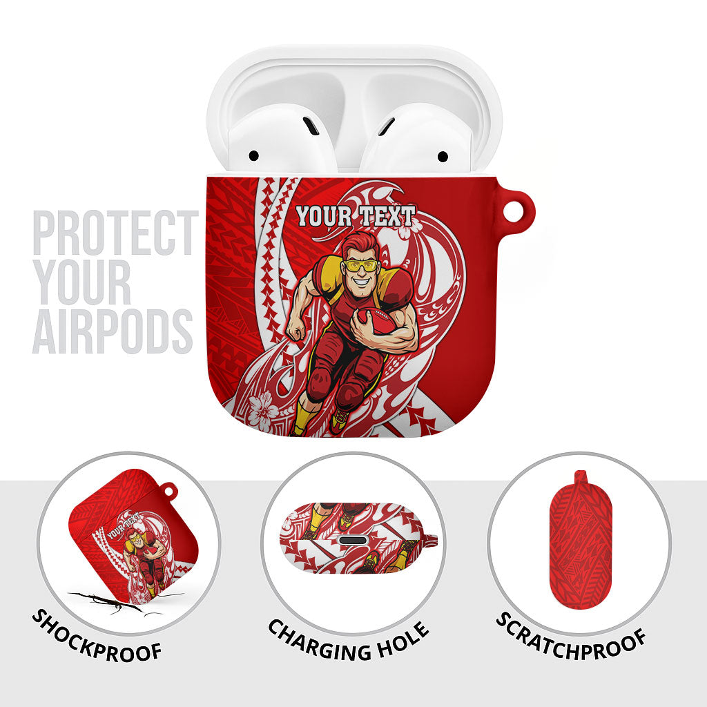 Personalized Gold Coast Suns AirPods Case Polynesian Tribal Sun Mascot With Hibiscus Floral Art