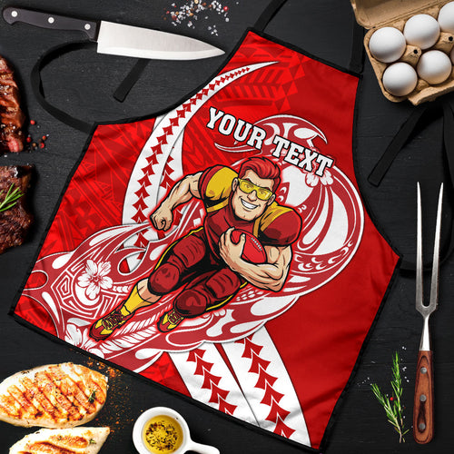 Personalized Gold Coast Suns Apron Polynesian Tribal Sun Mascot With Hibiscus Floral Art