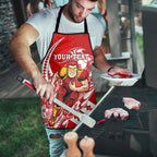 Personalized Gold Coast Suns Apron Polynesian Tribal Sun Mascot With Hibiscus Floral Art