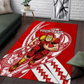 Personalized Gold Coast Suns Area Rug Polynesian Tribal Sun Mascot With Hibiscus Floral Art