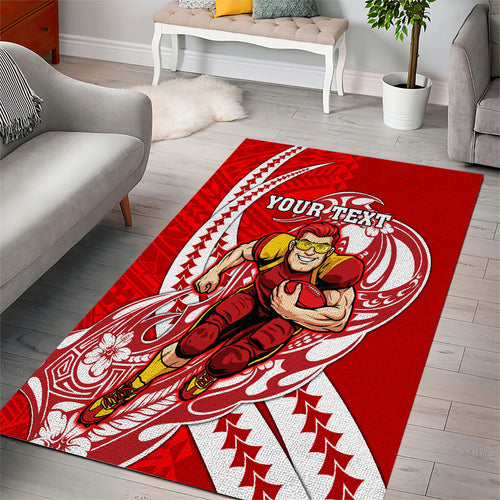 Personalized Gold Coast Suns Area Rug Polynesian Tribal Sun Mascot With Hibiscus Floral Art