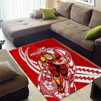Personalized Gold Coast Suns Area Rug Polynesian Tribal Sun Mascot With Hibiscus Floral Art