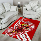 Personalized Gold Coast Suns Area Rug Polynesian Tribal Sun Mascot With Hibiscus Floral Art
