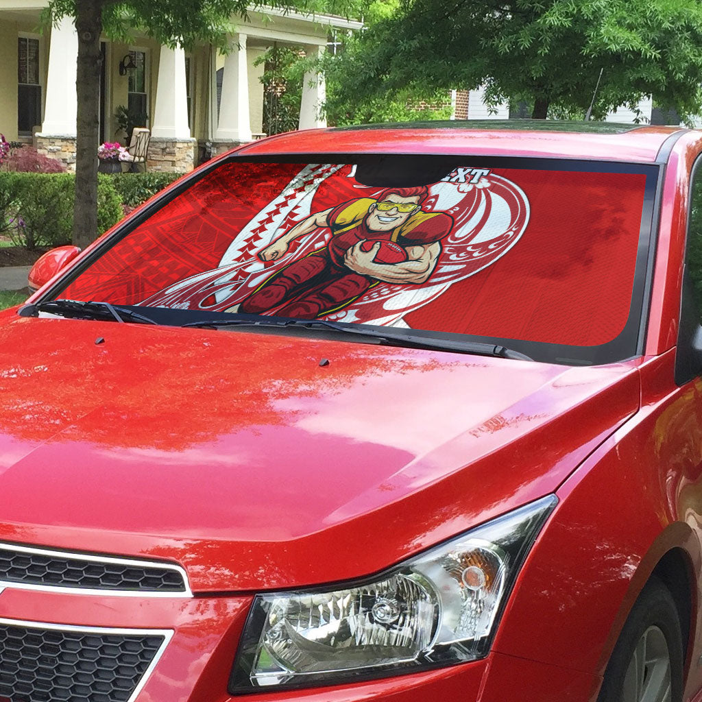 Personalized Gold Coast Suns Auto Sun Shade Polynesian Tribal Sun Mascot With Hibiscus Floral Art