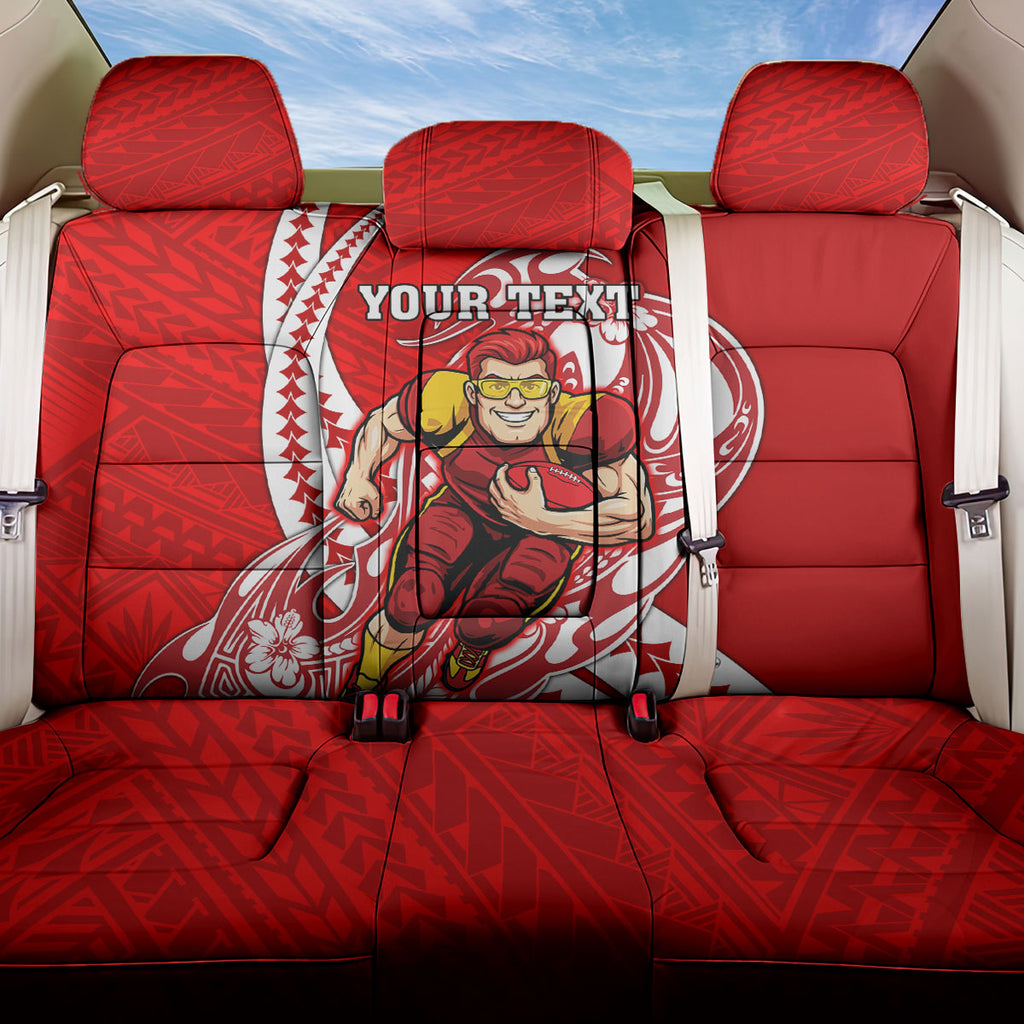 Personalized Gold Coast Suns Back Car Seat Cover Polynesian Tribal Sun Mascot With Hibiscus Floral Art