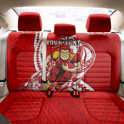 Personalized Gold Coast Suns Back Car Seat Cover Polynesian Tribal Sun Mascot With Hibiscus Floral Art