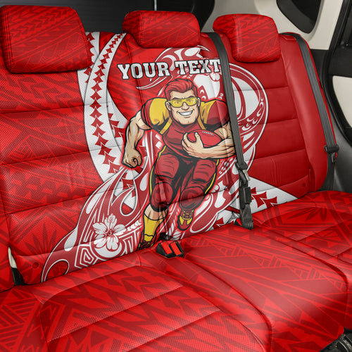 Personalized Gold Coast Suns Back Car Seat Cover Polynesian Tribal Sun Mascot With Hibiscus Floral Art