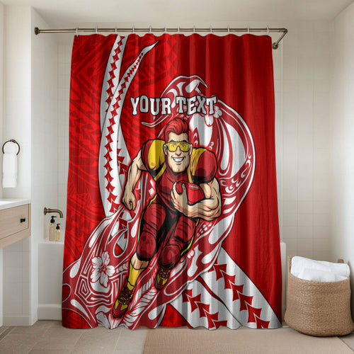 Personalized Gold Coast Suns Bathroom Set Polynesian Tribal Sun Mascot With Hibiscus Floral Art