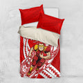 Personalized Gold Coast Suns Bedding Set Polynesian Tribal Sun Mascot With Hibiscus Floral Art