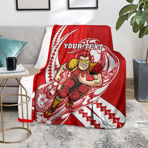 Personalized Gold Coast Suns Blanket Polynesian Tribal Sun Mascot With Hibiscus Floral Art