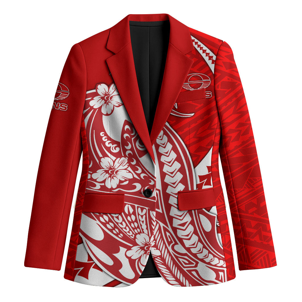 Personalized Gold Coast Suns Blazer Polynesian Tribal Sun Mascot With Hibiscus Floral Art