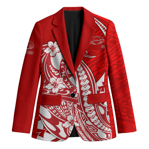 Personalized Gold Coast Suns Blazer Polynesian Tribal Sun Mascot With Hibiscus Floral Art