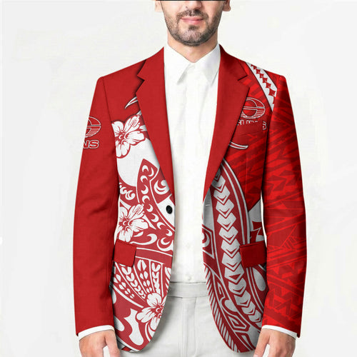 Personalized Gold Coast Suns Blazer Polynesian Tribal Sun Mascot With Hibiscus Floral Art