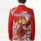 Personalized Gold Coast Suns Blazer Polynesian Tribal Sun Mascot With Hibiscus Floral Art