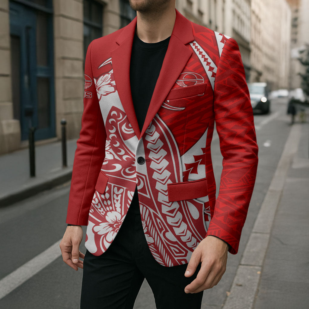 Personalized Gold Coast Suns Blazer Polynesian Tribal Sun Mascot With Hibiscus Floral Art