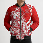Personalized Gold Coast Suns Bomber Puffer Jacket Polynesian Tribal Sun Mascot With Hibiscus Floral Art