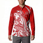 Personalized Gold Coast Suns Button Sweatshirt Polynesian Tribal Sun Mascot With Hibiscus Floral Art