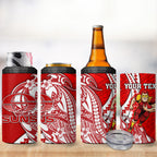 Personalized Gold Coast Suns 4 in 1 Can Cooler Tumbler Polynesian Tribal Sun Mascot With Hibiscus Floral Art