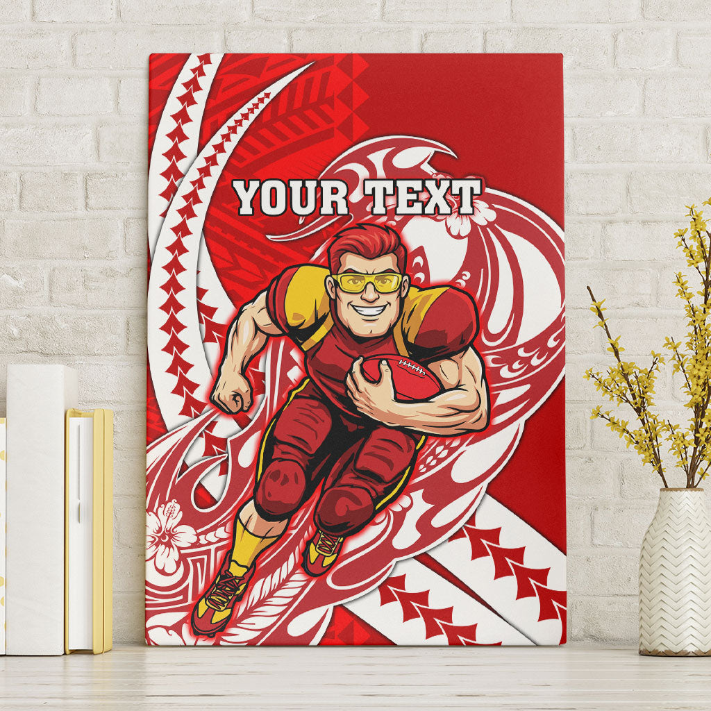 Personalized Gold Coast Suns Canvas Wall Art Polynesian Tribal Sun Mascot With Hibiscus Floral Art