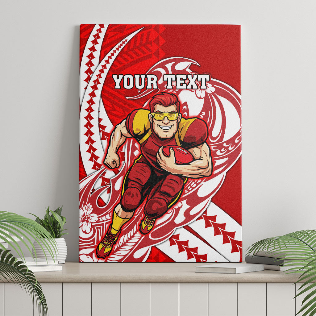 Personalized Gold Coast Suns Canvas Wall Art Polynesian Tribal Sun Mascot With Hibiscus Floral Art