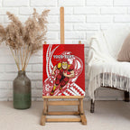Personalized Gold Coast Suns Canvas Wall Art Polynesian Tribal Sun Mascot With Hibiscus Floral Art