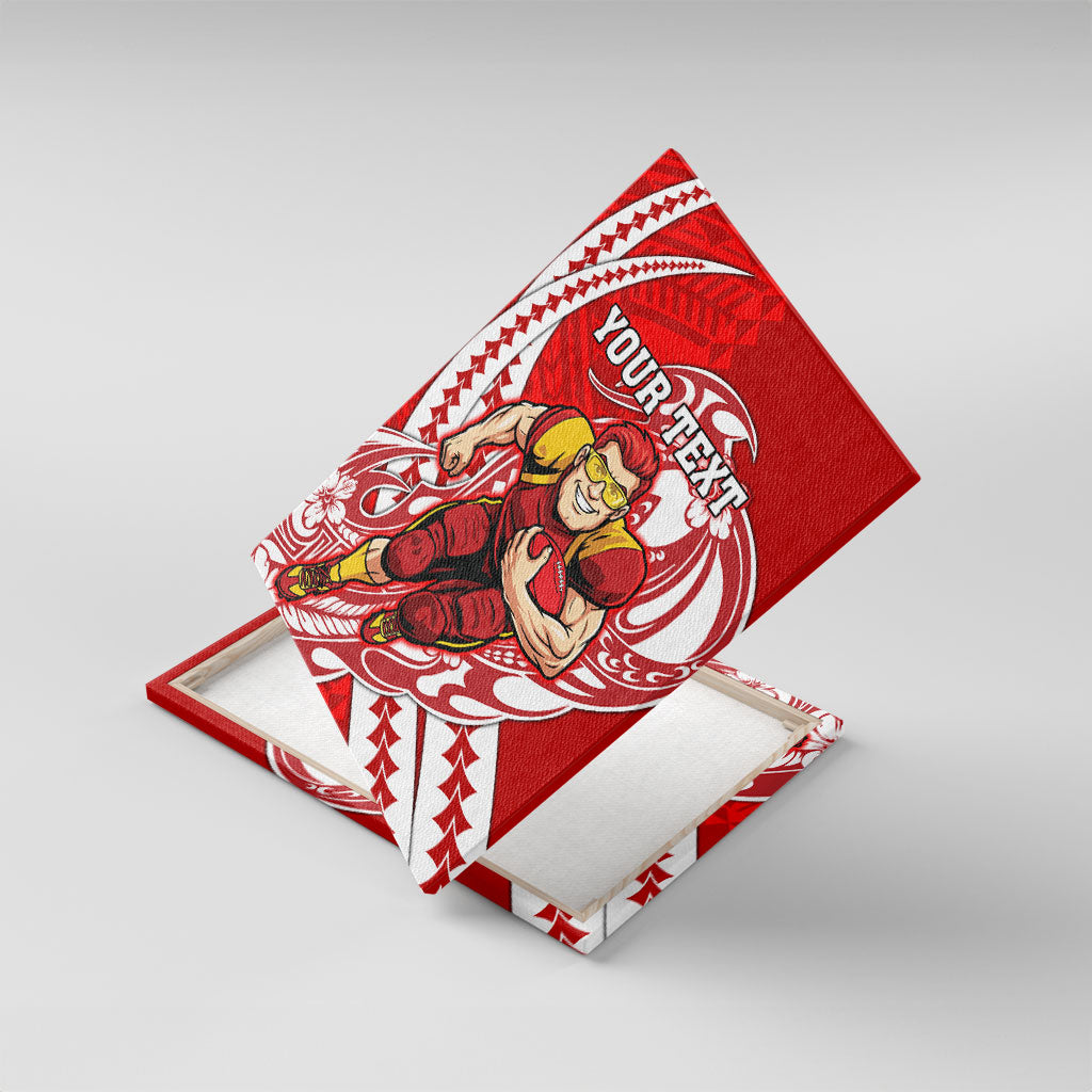 Personalized Gold Coast Suns Canvas Wall Art Polynesian Tribal Sun Mascot With Hibiscus Floral Art