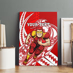 Personalized Gold Coast Suns Canvas Wall Art Polynesian Tribal Sun Mascot With Hibiscus Floral Art