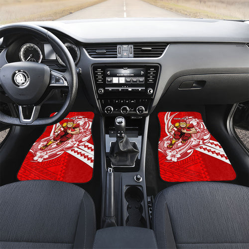 Personalized Gold Coast Suns Car Mats Polynesian Tribal Sun Mascot With Hibiscus Floral Art
