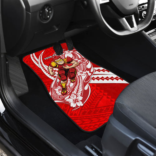Personalized Gold Coast Suns Car Mats Polynesian Tribal Sun Mascot With Hibiscus Floral Art