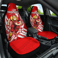 Personalized Gold Coast Suns Car Seat Cover Polynesian Tribal Sun Mascot With Hibiscus Floral Art
