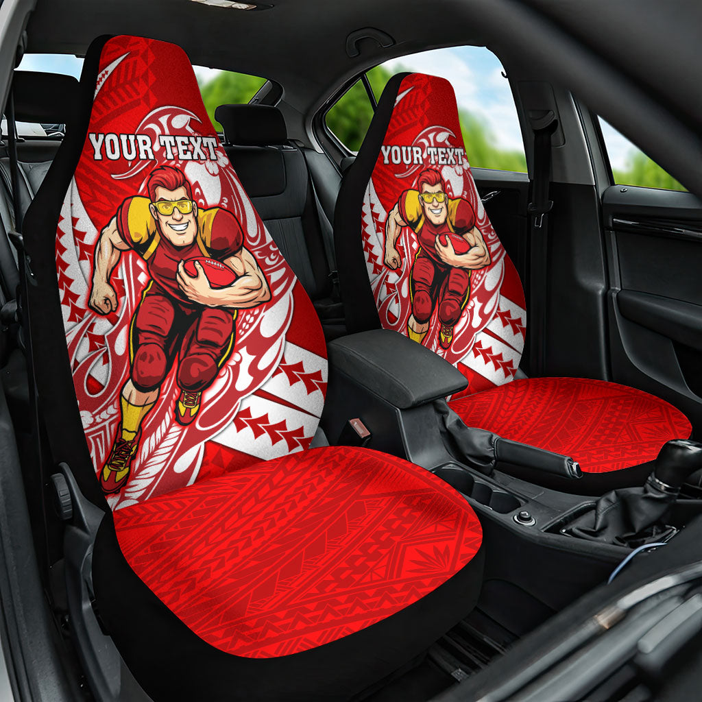 Personalized Gold Coast Suns Car Seat Cover Polynesian Tribal Sun Mascot With Hibiscus Floral Art