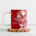 Personalized Gold Coast Suns Ceramic Mug Polynesian Tribal Sun Mascot With Hibiscus Floral Art