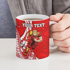 Personalized Gold Coast Suns Ceramic Mug Polynesian Tribal Sun Mascot With Hibiscus Floral Art