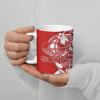 Personalized Gold Coast Suns Ceramic Mug Polynesian Tribal Sun Mascot With Hibiscus Floral Art