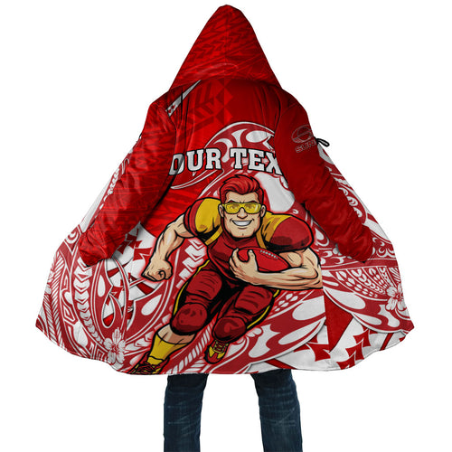 Personalized Gold Coast Suns Cloak Polynesian Tribal Sun Mascot With Hibiscus Floral Art